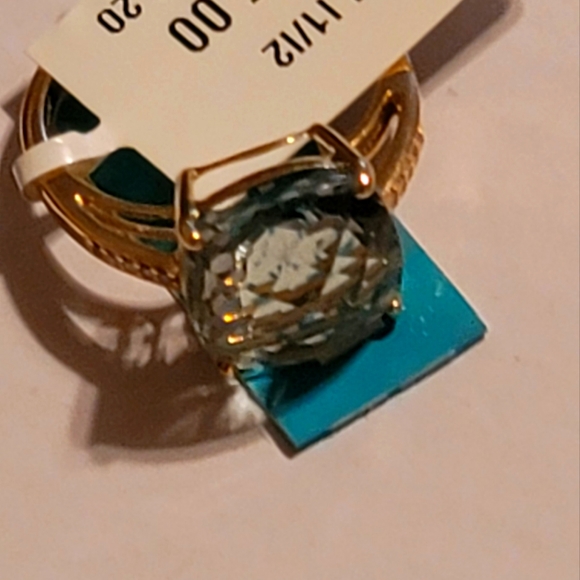 14kt yellow gold 5.2c green amethyst/diamond ring size 7 - Picture 7 of 8